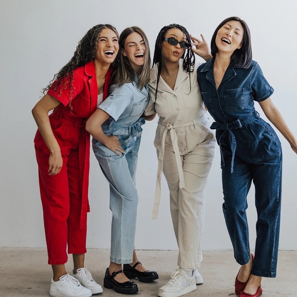 The Fleming Tie Denim Jumpsuit in Black - Picture 1 of 8